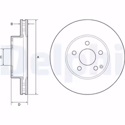Disque de frein DELPHI BG4945C avant, ventilé, à haute teneur en carbone, 2 pièce
