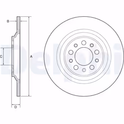 Disque de frein DELPHI BG4961C arrière, plein, 2 pièce