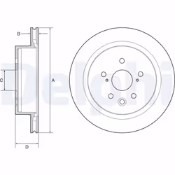Disque de frein DELPHI BG4962C arrière, ventilé, 2 pièce