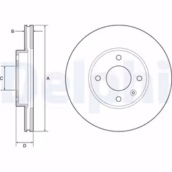 Disque de frein DELPHI BG4951C avant, ventilé, à haute teneur en carbone, 2 pièce