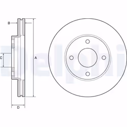 Disque de frein DELPHI BG4953C avant, ventilé, 2 pièce