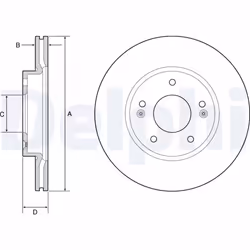 Disque de frein DELPHI BG4955C avant, ventilé, à haute teneur en carbone, 2 pièce