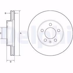 Disque de frein DELPHI BG4963C avant, ventilé, à haute teneur en carbone, 2 pièce