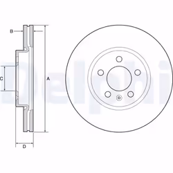 Disque de frein DELPHI BG4965C avant, ventilé, à haute teneur en carbone, 2 pièce