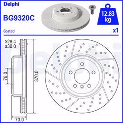 Disque de frein DELPHI BG9320C avant, ventilé, rainuré, à haute teneur en carbone, 1 pièce