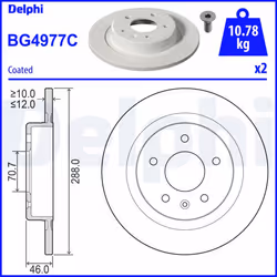 Disque de frein DELPHI BG4977C arrière, plein, 2 pièce