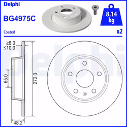 Disque de frein DELPHI BG4975C arrière, plein, 2 pièce