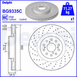 Disque de frein DELPHI BG9335C avant, ventilé, perforé, à haute teneur en carbone, 1 pièce