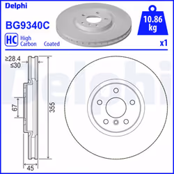 Disque de frein DELPHI BG9340C avant, ventilé, à haute teneur en carbone, 1 pièce