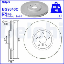 Disque de frein DELPHI BG9340C avant, ventilé, à haute teneur en carbone, 1 pièce