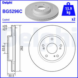 Disque de frein DELPHI BG5296C avant, ventilé, à haute teneur en carbone, 2 pièce