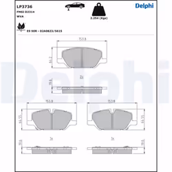 Jeu de plaquettes de frein DELPHI LP3736, avant