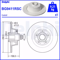 Disque de frein DELPHI BG9411RSC arrière, plein, 1 pièce - Vue supplémentaire 3