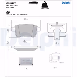 Jeu de plaquettes de frein DELPHI LP5012EV