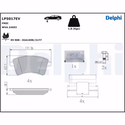 Jeu de plaquettes de frein DELPHI LP5017EV
