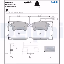 Jeu de plaquettes de frein DELPHI LP5018EV