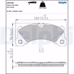 Jeu de plaquettes de frein DELPHI LP3730, avant