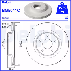 Disque de frein DELPHI BG5041C avant, ventilé, 2 pièce