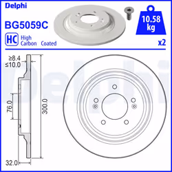 Disque de frein DELPHI BG5059C arrière, plein, à haute teneur en carbone, 2 pièce