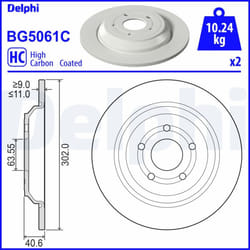 Disque de frein DELPHI BG5061C arrière, ventilé, plein, à haute teneur en carbone, 2 pièce