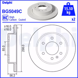 Disque de frein DELPHI BG5049C arrière, plein, à haute teneur en carbone, 2 pièce