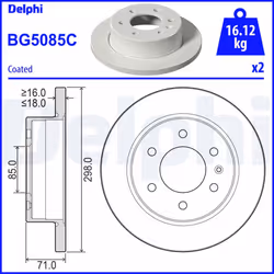 Disque de frein DELPHI BG5085C arrière, plein, 2 pièce