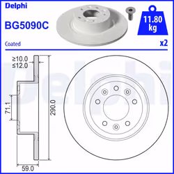 Disque de frein DELPHI BG5090C arrière, plein, 2 pièce