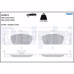 Jeu de plaquettes de frein DELPHI LP3672, avant