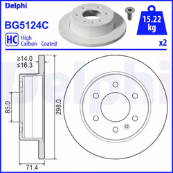 Disque de frein DELPHI BG5124C arrière, plein, à haute teneur en carbone, 2 pièce