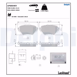 Jeu de plaquettes de frein DELPHI LP5054EV - Vue supplémentaire 2