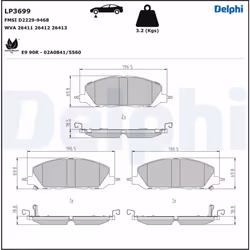 Jeu de plaquettes de frein DELPHI LP3699, avant