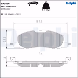 Jeu de plaquettes de frein DELPHI LP3696, avant