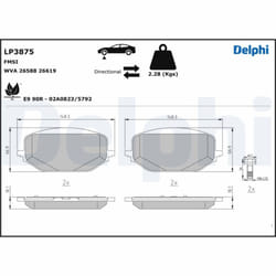 Jeu de plaquettes de frein DELPHI LP3875