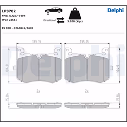 Jeu de plaquettes de frein DELPHI LP3702, avant