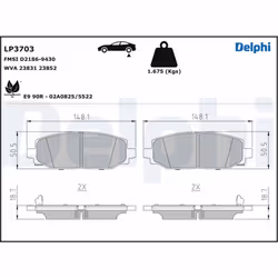 Jeu de plaquettes de frein DELPHI LP3703, arrière