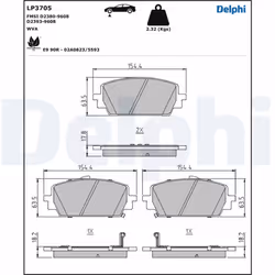 Jeu de plaquettes de frein DELPHI LP3705, avant