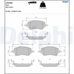 Jeu de plaquettes de frein DELPHI LP3709, avant