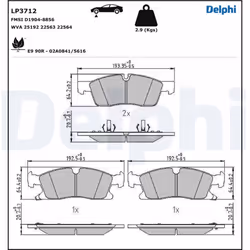 Jeu de plaquettes de frein DELPHI LP3712, avant