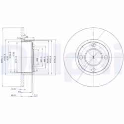 Disque de frein DELPHI BG2752, avant, plein, 2 pièce
