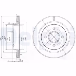 Disque de frein DELPHI BG2758, arrière, ventilé, 2 pièce