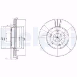 Disque de frein DELPHI BG2768 avant, ventilé, 2 pièce
