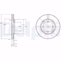 Disque de frein DELPHI BG2798 avant, ventilé, 2 pièce