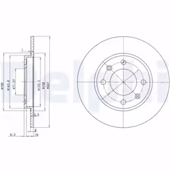 Disque de frein DELPHI BG2800, arrière, plein, 2 pièce