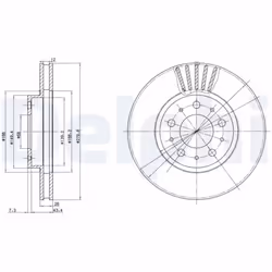 Disque de frein DELPHI BG2841 avant, ventilé, 2 pièce