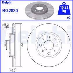 Disque de frein DELPHI BG2830 avant, ventilé, 2 pièce