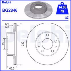 Disque de frein DELPHI BG2846 avant, ventilé, 2 pièce - Vue supplémentaire 4