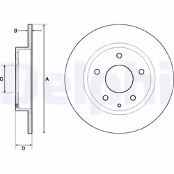 Disque de frein DELPHI BG4707C arrière, plein, 2 pièce
