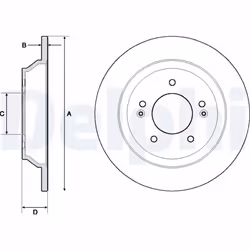 Disque de frein DELPHI BG4708C arrière, plein, 2 pièce