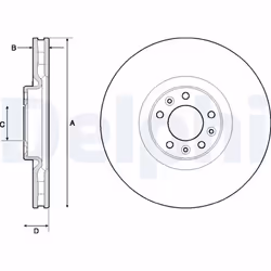 Disque de frein DELPHI BG9151C avant, ventilé, 1 pièce