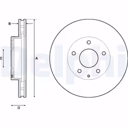 Disque de frein DELPHI BG4712C avant, ventilé, 2 pièce